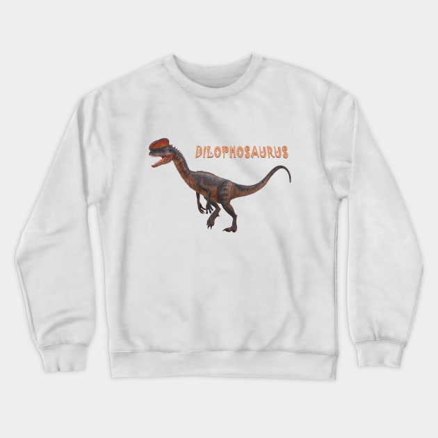 dilophosaurus dinosaur pre historic reptile Crewneck Sweatshirt by myouynis